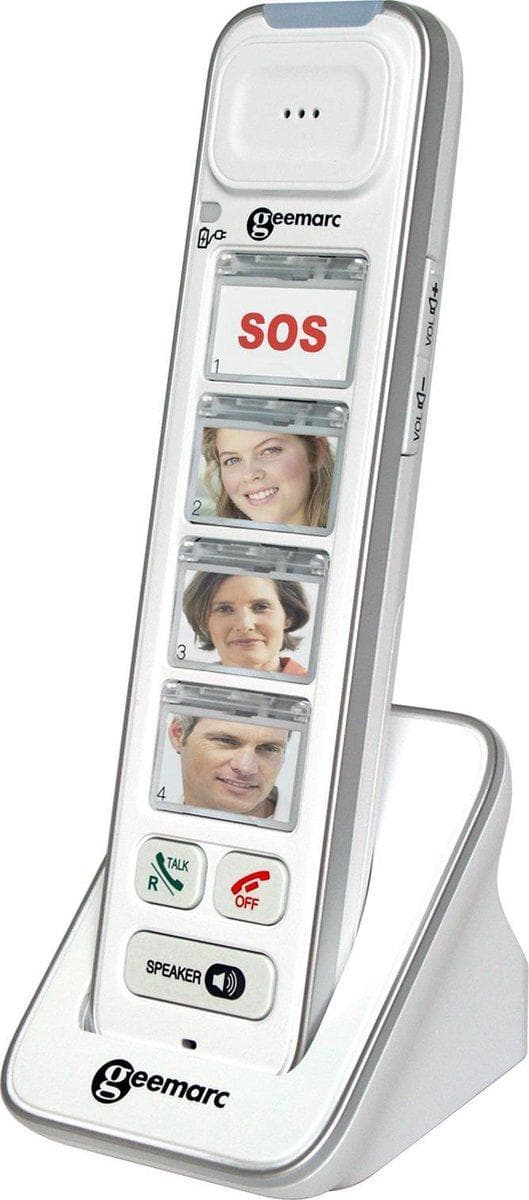 Geemarc DUO - DECT-telefon - Wit - Med svarapparat en PhotoDECT - højttalertelefon