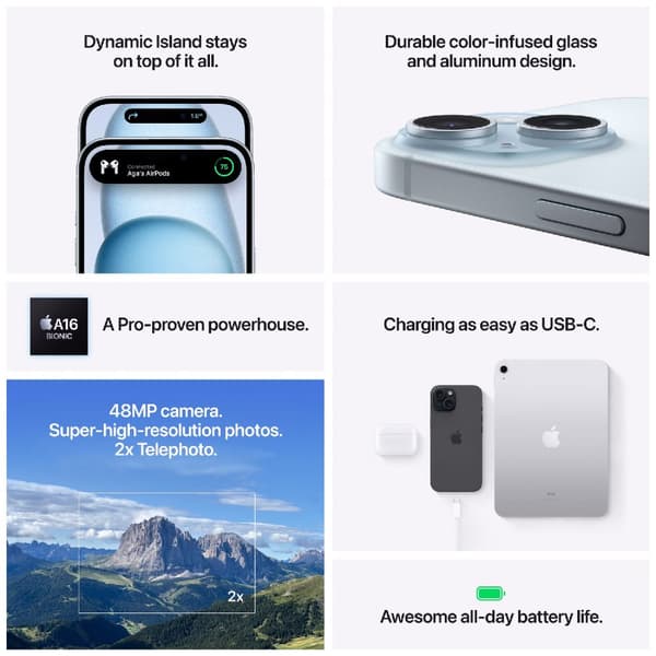iPhone 15 256GB blå