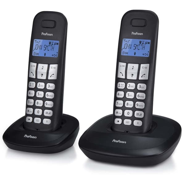 Profoon PDX-1120 DECT-telefon med 2 handenheter svart