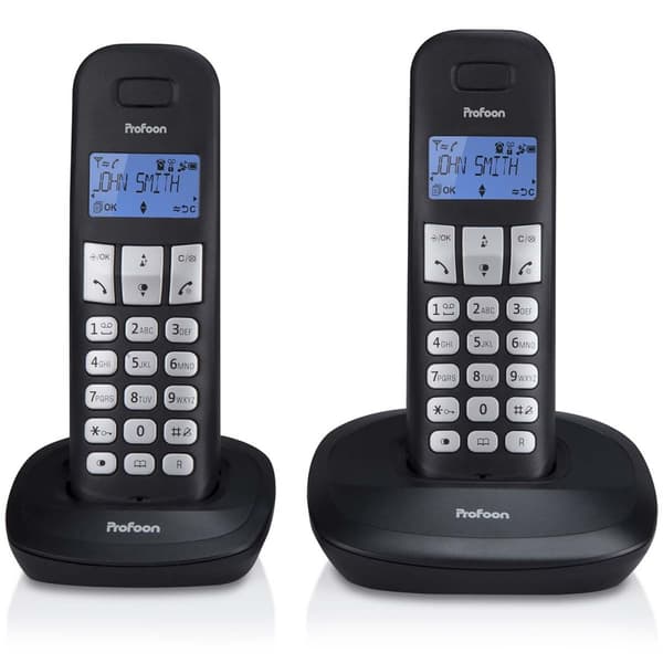 Profoon PDX-1120 DECT-telefon med 2 handenheter svart