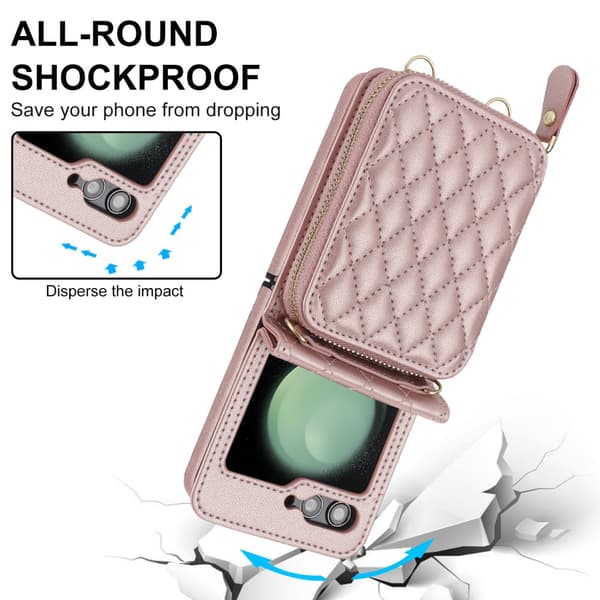 INF Stilfuld pink tegnebogsetui til Samsung Galaxy Z Flip 3 med RFID