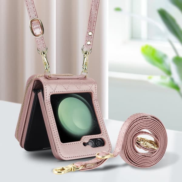 INF Stilfuld pink tegnebogsetui til Samsung Galaxy Z Flip 3 med RFID