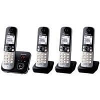 Panasonic KX-TG6824 - trådløs telefon - telefonsvarer med nummervisning - DECT - sort + 3 ekstra håndsæt