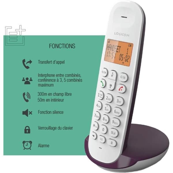 Langaton lankapuhelin - LOGICOM - DECT ILOA 150 SOLO - Munakoiso - Ilman vastaajaa