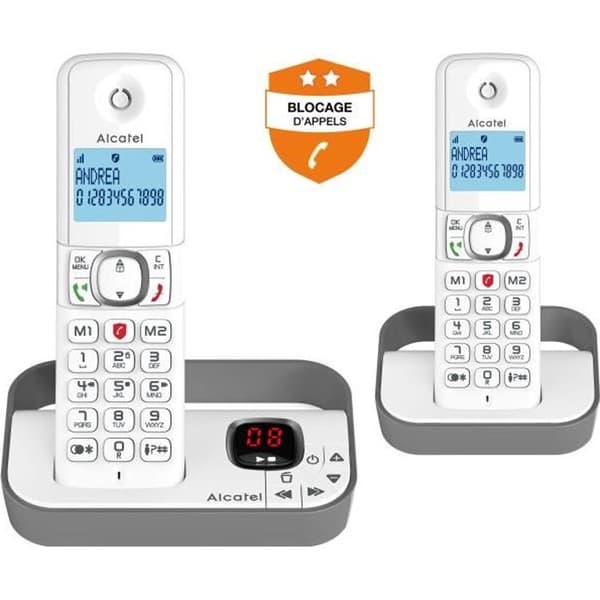 Trådlös fast telefon - ALCATEL - F860 voice duo grå - Blockera oönskade samtal