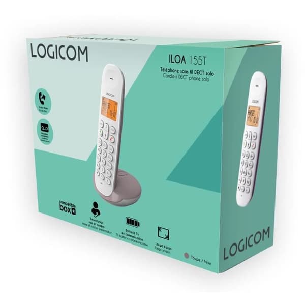 Trådløs fastnettelefon - LOGICOM - DECT ILOA 155T SOLO - Taupe - Med telefonsvarer