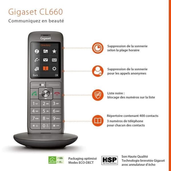 Langaton lankapuhelin - GIGASET CL 660 Duo Antrasiitti - Taustavalaistu värinäyttö - 400 yhteystiedon hakemisto