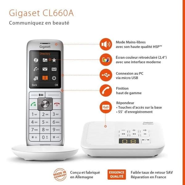 GIGASET CL 660 A Hvid Fastnettelefon