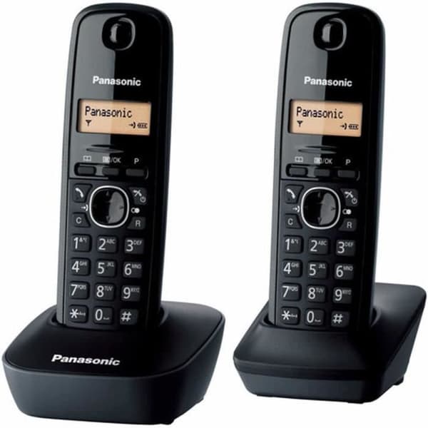 Panasonic KX-TG1612FRH | Digital trådløs telefon, base + 2 håndsæt, nummervisning, lang batterilevetid, LCD, genopkald