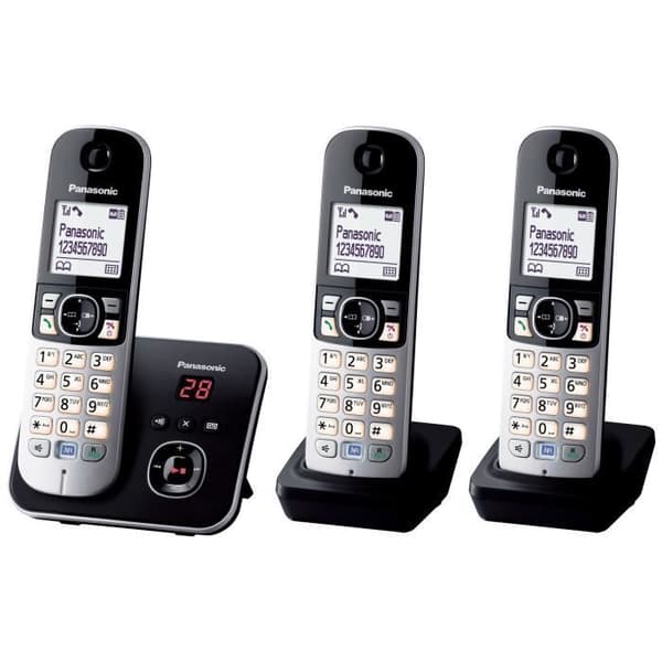 PANASONIC DECT-bostadstelefon - TG6823 - Trio med telefonsvarare - Silver och svart
