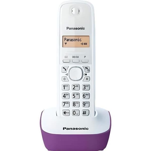 Panasonic KX-TG1611FRF | Trådlös telefon, bas och handenhet, nummerpresentation, LCD-skärm, telefonbok, återuppringningsminne, väckarklocka, telefonsv Lila, Vit