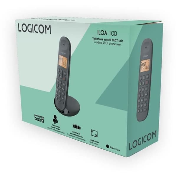 Trådlös fast telefon - LOGICOM - DECT ILOA 100 SOLO - Skiffer - Utan telefonsvarare