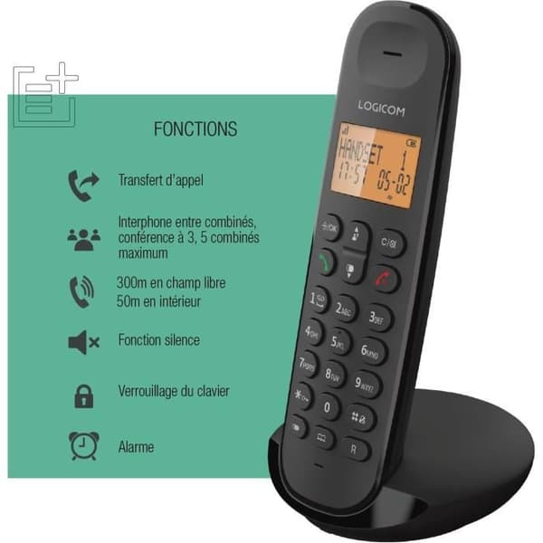 Trådlös fast telefon - LOGICOM - DECT ILOA 100 SOLO - Skiffer - Utan telefonsvarare