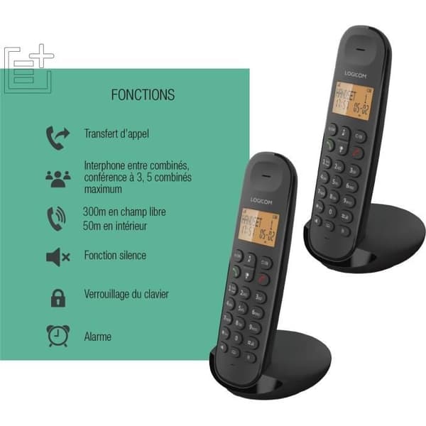 Langaton lankapuhelin - LOGICOM - DECT ILOA 250 DUO - Musta - Ilman vastaajaa