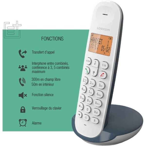 Trådløs fastnettelefon - LOGICOM - DECT ILOA 150 SOLO - Skifer - Uden telefonsvarer