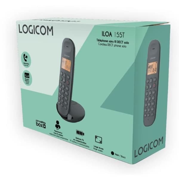 Trådlös fast telefon - LOGICOM - DECT ILOA 155T SOLO - Svart - Med telefonsvarare