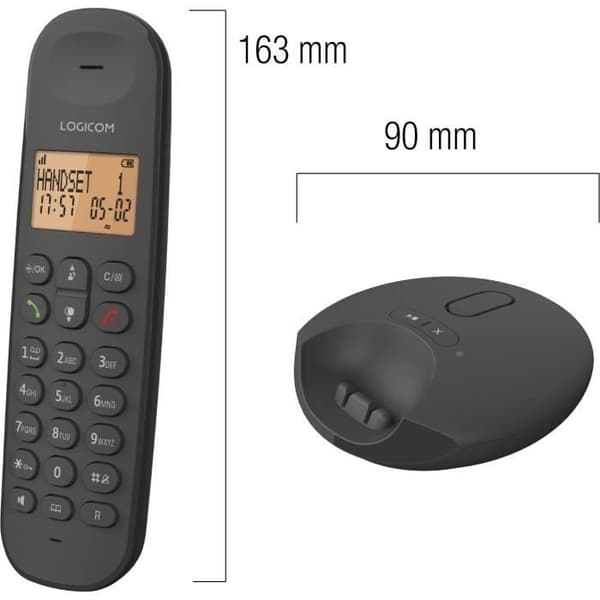 Trådlös fast telefon - LOGICOM - DECT ILOA 155T SOLO - Svart - Med telefonsvarare