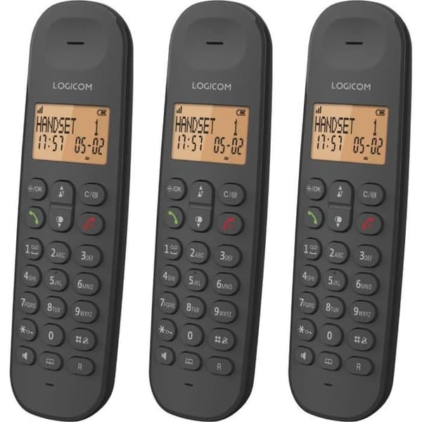 Trådløs fastnettelefon - LOGICOM - DECT ILOA 350 TRIO - Sort - Uden telefonsvarer
