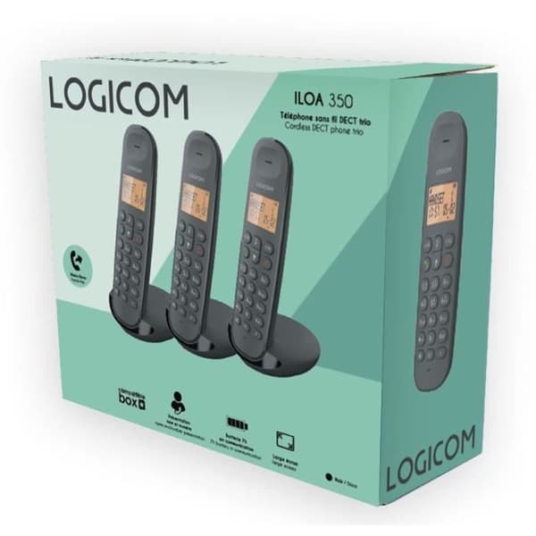 Trådløs fastnettelefon - LOGICOM - DECT ILOA 350 TRIO - Sort - Uden telefonsvarer