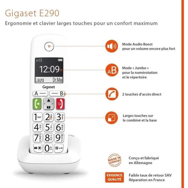 GIGASET-lankapuhelin E290 Duo valkoinen