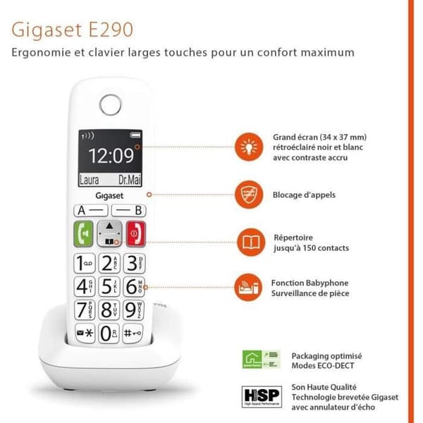 GIGASET-lankapuhelin E290 Duo valkoinen