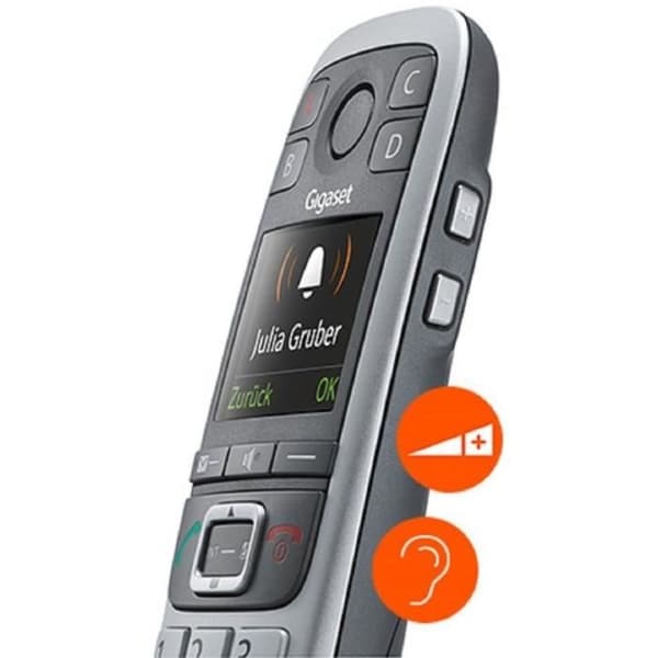 Gigaset DECT langaton puhelin musta/hopea vastaajalla - e560a