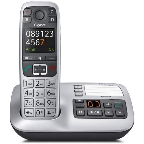 Gigaset DECT langaton puhelin musta/hopea vastaajalla - e560a