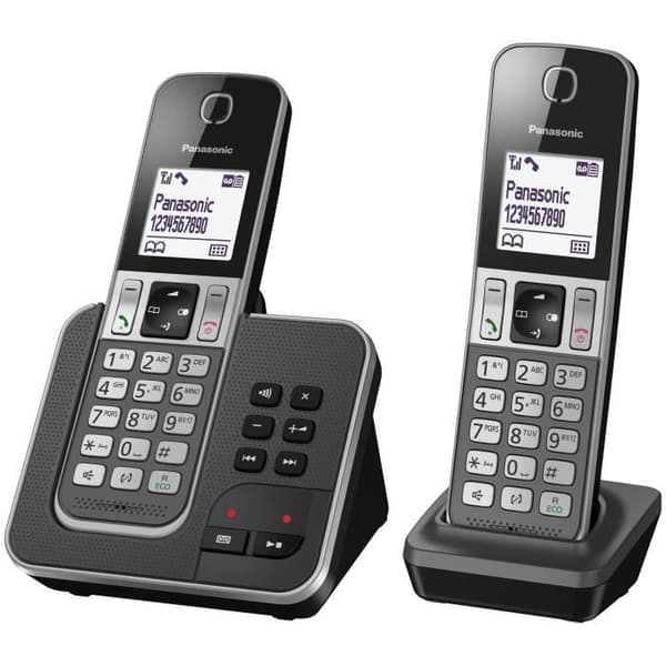Panasonic KX-TGD322FRG langaton puhelin, digitaalinen vastaaja, tukiasema ja 2 luuria, handsfree-toiminto, soittajan tunnus