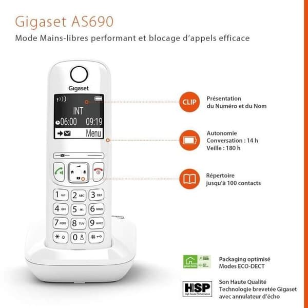 GIGASET AS690 Trio Vit fasttelefon