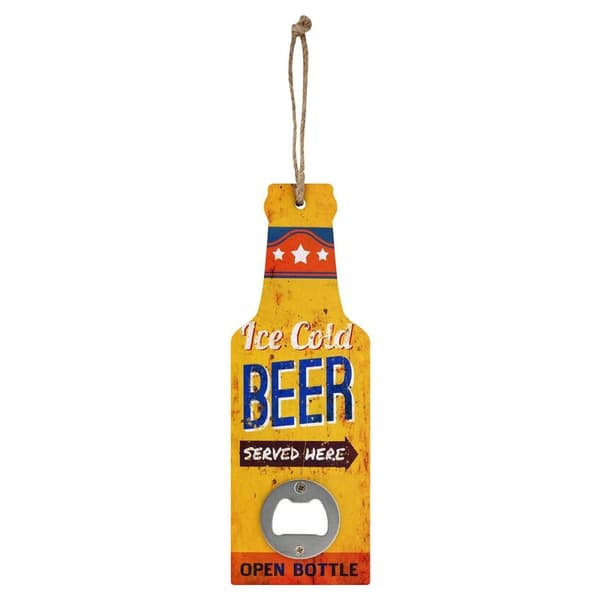 Grindstore Ice Cold Beer Served Here Bottle Opener Yellow One Size