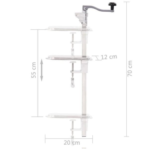 vidaXL Purkinavaaja hopea 70 cm alumiini ja ruostumaton teräs