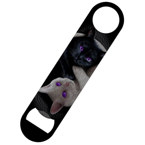 Spiral Yin Yang Cats Bottle Opener Black One Size