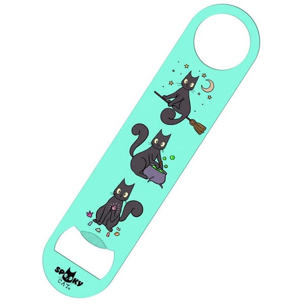 Spooky Cat Witchcraft Bottle Opener Mint Green/Grey One Size