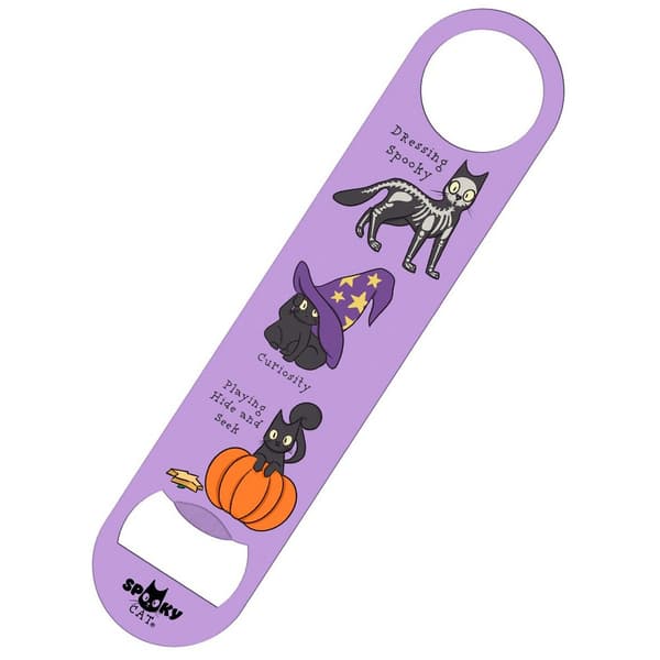 Spooky Cat Behaviour Of A Spooky Cat Halloween Bottle Opener Lilac/Grey/Orange One Size