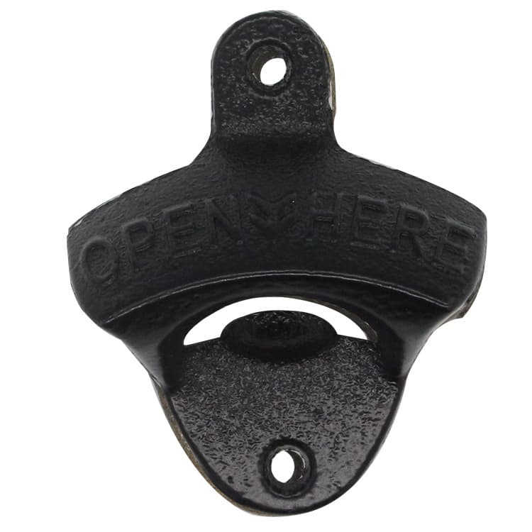 Väggmonterad ölflasköppnare i gjutjärn Svart