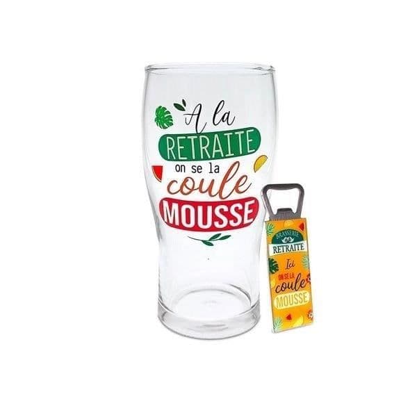 Ölset - Original - Ölglas och flasköppnare - Färgglad - 16 cm - Pensioneringsgåva