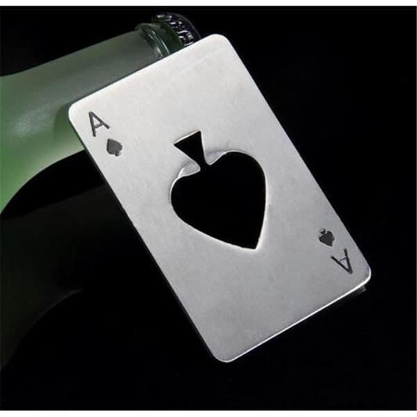 Pokerformad öl- och vinöppnare i rostfritt stål A