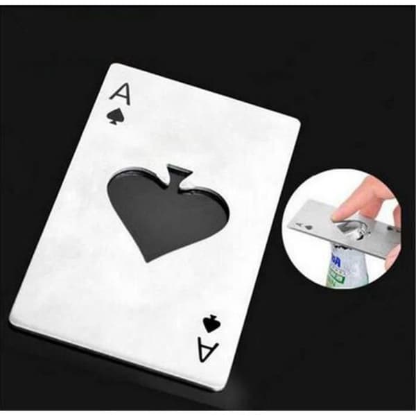 Pokerformad öl- och vinöppnare i rostfritt stål A