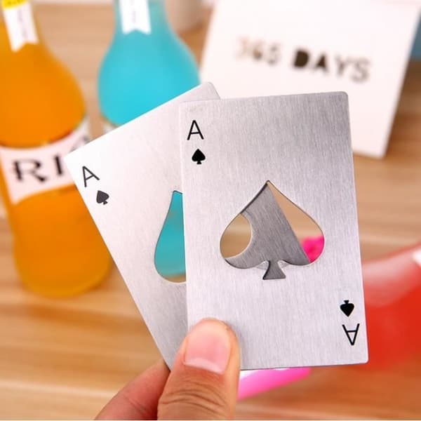 Minch Poker Card Öl Flasköppnare Spades Card Bar i rostfritt stål