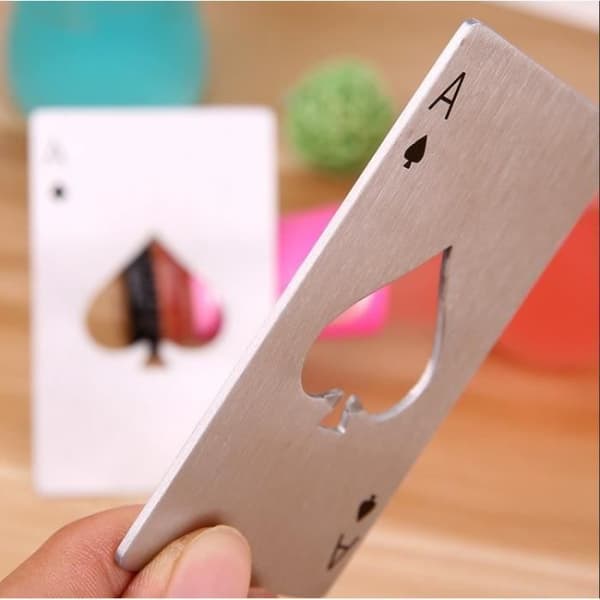 Minch Poker Card Öl Flasköppnare Spades Card Bar i rostfritt stål