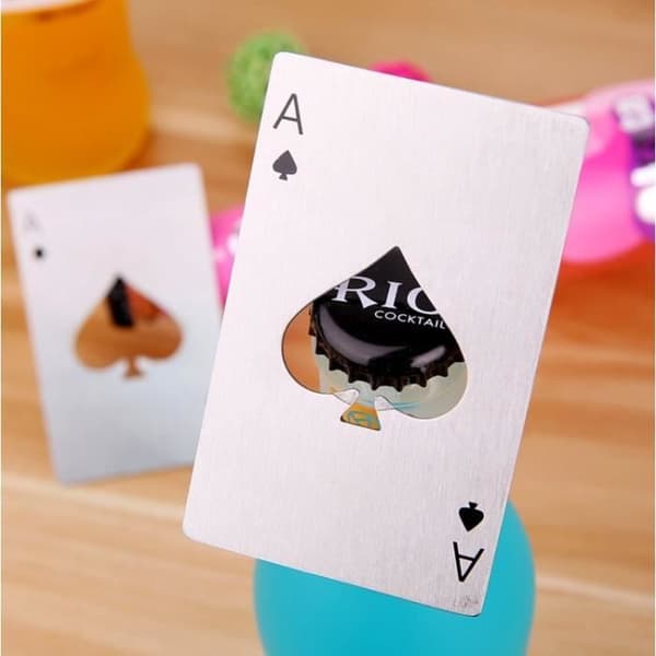Minch Poker Card Öl Flasköppnare Spades Card Bar i rostfritt stål