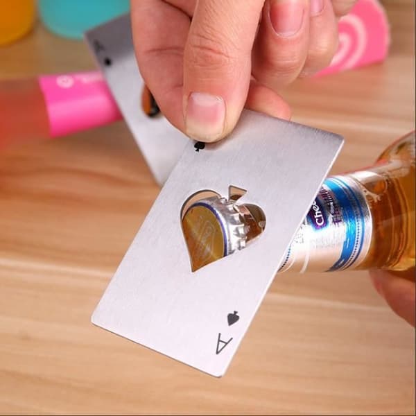 Minch Poker Card Öl Flasköppnare Spades Card Bar i rostfritt stål