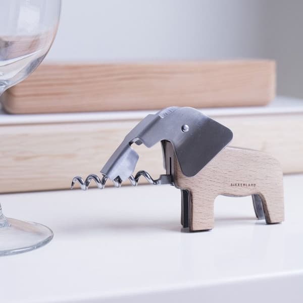 Korkskruv - Kikkerland - Elefant - Rostfritt stål - Bokträ - Modern design