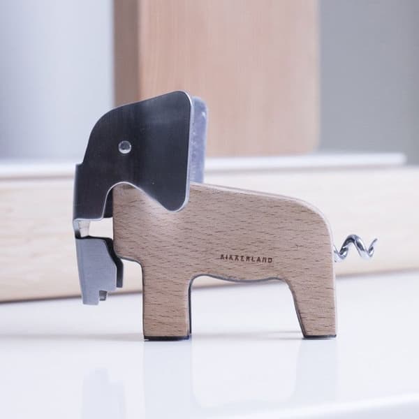 Korkskruv - Kikkerland - Elefant - Rostfritt stål - Bokträ - Modern design