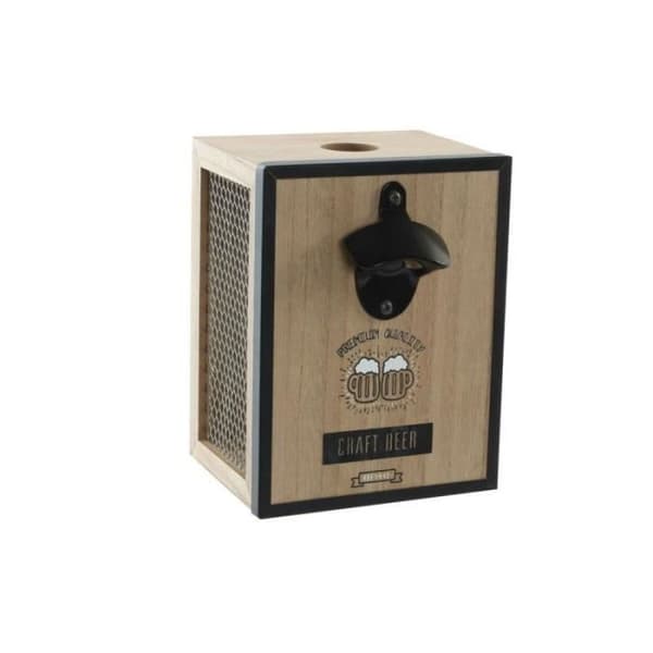 Flasköppnare DKD Home Decor Metal Wood (15 x 15 x 20 cm)
