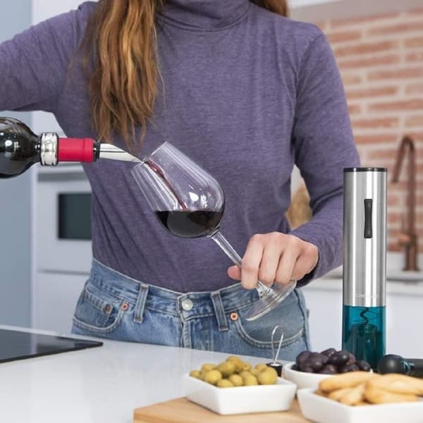 Elektrisk korkskruv - Instant Cork - 1000 Gourmet - Rostfritt stål - 6 delar - Pressfunktion
