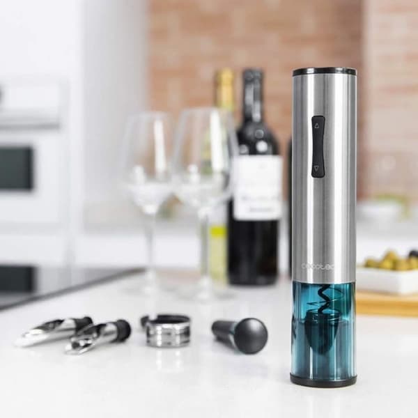 Elektrisk korkskruv - Instant Cork - 1000 Gourmet - Rostfritt stål - 6 delar - Pressfunktion