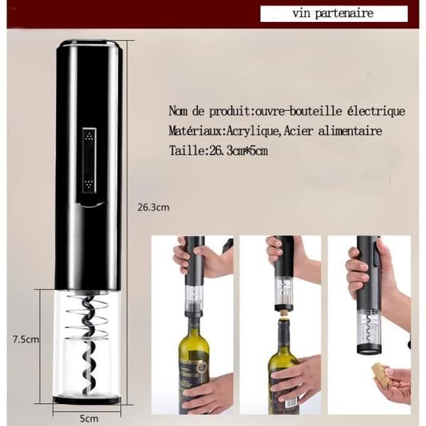 TD® Elektrisk korkskruvsöppning Flasköppnare Vinflaska Modern Vibrerande födelsedagspresent Uppladdningsbar svart propp