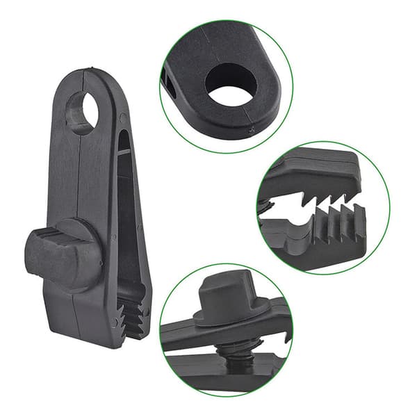INF Markisklämmset: 10 tältklämmor + 10 elastiska rep + 10 D-ringar