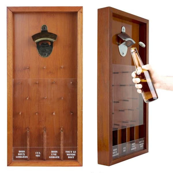 Dryckesspel - Mister Gadget - MG3144 - Träflasköppnare - Brun och transparent - 39,5 x 18,5 x 3,8 cm